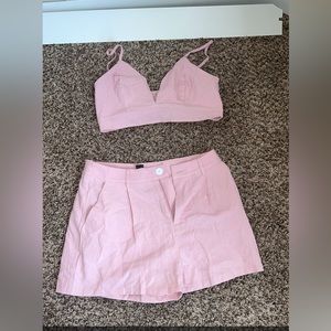 Light pink shirt and crop tank top set